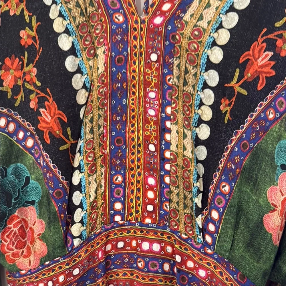 FARM Rio Red and Blue Bell Sleeve Sundress - Picture 5 of 10